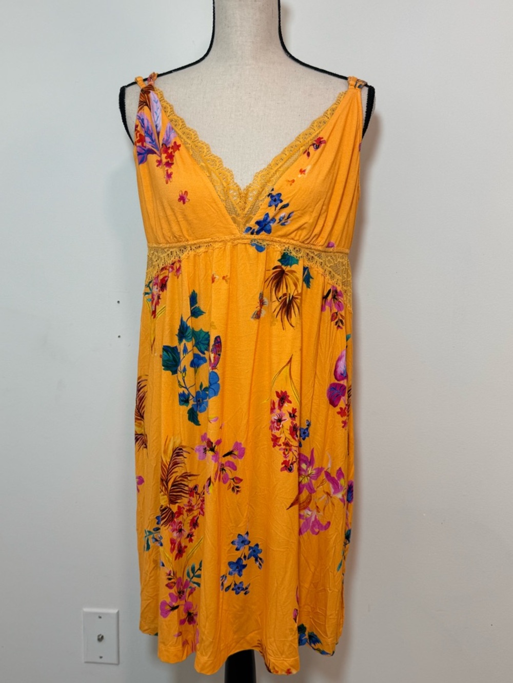 Soma Cool Nights Soft Support Chemise Lace Trim Floral Tropical XL 16-18 - Picture 2 of 15